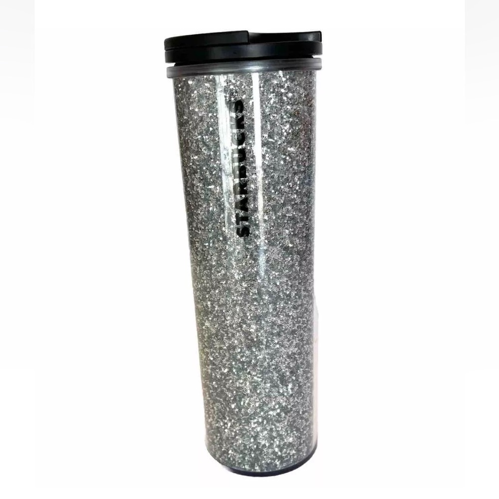 Starbucks 2018 Holiday Silver Glitter 16oz Plastic Travel Tumbler Cup